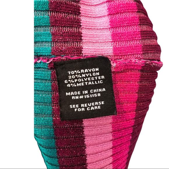 525 America Rib Knit Maxi Dress striped XS crew neck multicolored stretchy - Picture 7 of 7